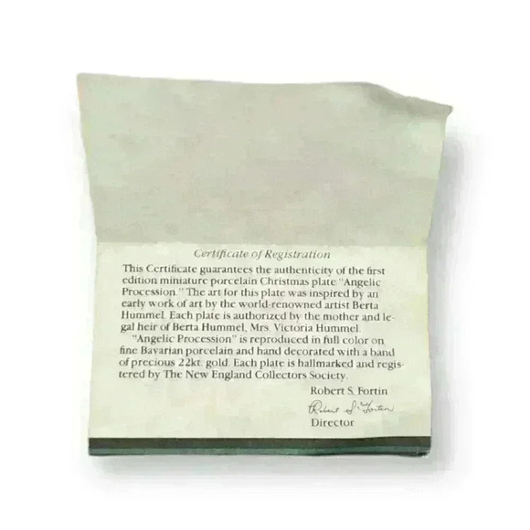 New England Collectors Society Mini Christmas Plate Berta Hummel Art Angel 1981 - Picture 4 of 6